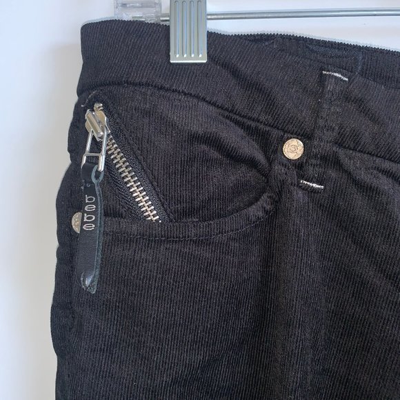 bebe Premium Black Low Rise Skinny Corduroy Pants Size 28 - Picture 3 of 9